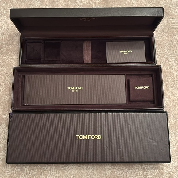 Tom Ford 001 Timepiece Watch Box Dark Brown Case Owners Manual Dust Cloth - Picture 1 of 16